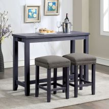Furniture of America CM3474BL-PT-3PK Caerleon - 3 Piece Counter Height Table Set - Antique Blue / Gray