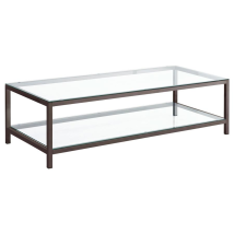 CoasterEssence 720228 Trini - 1-Shelf Glass Top Coffee Table - Black Nickel