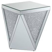 CoasterElevations 722507 Amore - Square Mirrored Acrylic Crystal Side End Table - Silver