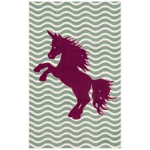 Furniture of America RG8202 Baron - 5' x 8' Area Rug Horse - Sage Green / Fuchsia