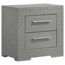 Coaster Fine Furniture 224972 Ives - 2-Drawer Nightstand Bedside Table - Gray High Gloss