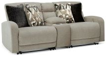 Signature Design by Ashley® 54405S1 Colleyville - Stone - 3-Piece Power Reclining Sectional With Console
