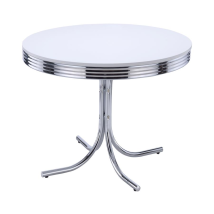 CoasterEveryday 2388 Retro - Round Wood Top Dining Table - White And Chrome