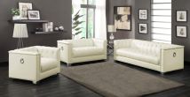CoasterElevations 505391-S3 Chaviano - 3 Piece Upholstered Track Arm Sofa Set - Pearl White