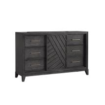 Samuel Lawrence Furniture S964-010 Lenox - 6-Drawer Sliding Door Dresser With Storage - Black