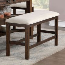 Furniture of America CM3902PBN Fredonia - Counter Height Bench - Rustic Oak / Beige