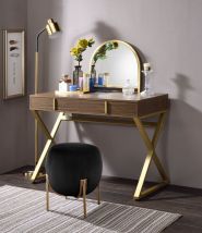 ACME AC00665 Coleen - Vanity Desk - Walnut & Gold Finish