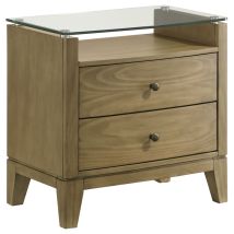 Coaster Fine Furniture 224922 Granada - 2-Drawer Glass Top Nightstand - Natural Pine