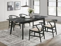 Coaster Fine Furniture 121251-S5 Crestmont - 5 Piece Extension Leaf Dining Table Set - Black