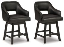 Ashley Furniture D380-924 Tallenger - UPH Swivel Barstool (Set of 2) - Black / Dark Brown