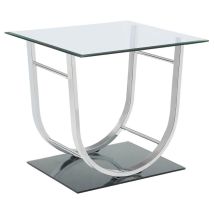 CoasterEssence 704987 Danville - Square U-Shaped Glass Top Side End Table - Chrome