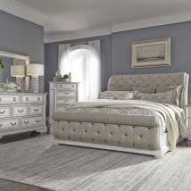 Liberty Furniture 520-BR-QUSLDMC Abbey Park - 4 Piece Bedroom Set (Queen Upholstered Sleigh Bed, Dresser & Mirror, Chest) - White