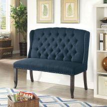 Furniture of America CM3324BK-BL-BN Sania - 2 Seater Loveseat Bench - Antique Black / Blue