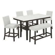 New Classic 45-D422-D4CB New Classic 45-D422-D4CB Carissa - Rectangle Counter Table With 4 Chairs & 1 Bench - White
