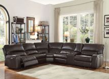 ACME 54155B Saul - Sectional Sofa - Espresso Leather-Aire - 41"