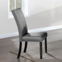 ACME DN03706 Caralin - Side Chair (Set of 2) - Gray Synthetic Leather & Black Finish