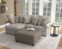 Jackson 3345/75/42/12-26 Jackson 3345/75/42/12-26 Livingston - 2 Piece Sofa Chaise With Comfort Coil Seating, 40" Cocktail Ottoman And 6 Accent Pillows Included (LSF Chaise) - Linen