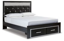Signature Design by Ashley® B1420B19 Kaydell - Black - Queen Upholstered Panel Storage Platform Bed
