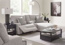 Ashley Furniture 93605/58/57/97/82 Acklen Place - 4 Pc. - 3-Piece Power Reclining Sectional Sofa With Raf Chaise, Wide Seat Power Recliner - Pewter