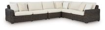 Ashley Furniture P711P2 Kimora - 4-Piece Outdoor Sectional - Beige / Dark Brown