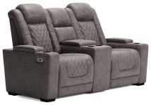 Ashley Furniture 9300318 Hyllmont - Gray - Pwr Rec Loveseat/Con/Adj Hdrst