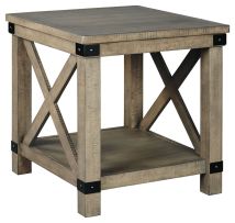 Signature Design by Ashley® T457-3 Aldwin - Gray - Rectangular End Table - Crossbuck Styling