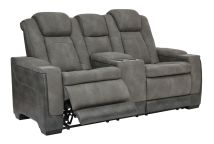 Signature Design by Ashley® 2200418 Next-gen Durapella - Slate - Power Reclining Loveseat With Console/Adj Headrest