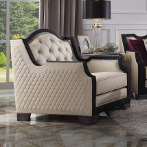 ACME 58812 House - Beatrice Chair - Beige PU, Black PU & Charcoal Finish