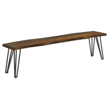 CoasterEssence 193863 Neve - Live Edge Wood Dining Bench Hairpin Legs - Gray Sheesham