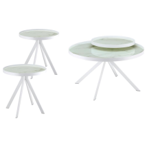 Coaster Fine Furniture 706258-S3 Briggs - 3 Piece Round Coffee And End Table Set - White