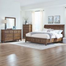 Liberty Furniture 104-BR-QSBDMC Liberty Furniture 104-BR-QSBDMC Twin Lakes - 4 Piece Bedroom Set (Queen Storage Bed, Dresser & Mirror, Chest) - Chestnut