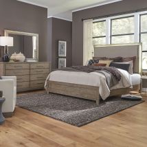 Liberty Furniture 876-BR-KUBDM Canyon Road - 3 Piece Bedroom Set (King Upholstered Bed, Dresser & Mirror) - Light Brown