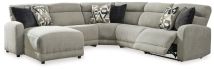 Signature Design by Ashley® 54405S18 Colleyville - Stone - 5-Piece Power Reclining Sectional With Laf Press Back Power Chaise And Armless Chairs