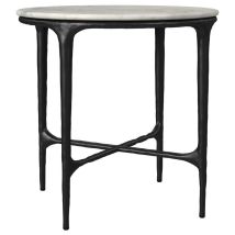 Coaster Fine Furniture 710737 Hermas - Round Genuine Marble Top Metal End Side Table - White