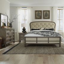 Liberty Furniture 615-BR-KSHDMN Liberty Furniture 615-BR-KSHDMN Americana Farmhouse - 4 Piece Bedroom Set (King Shelter Bed, Dresser & Mirror, Nightstand) - Dusty Taupe