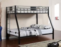 Furniture of America CM-BK1022 Clifton - Twin Over Full Bunk Bed - Silver / Gun Metal