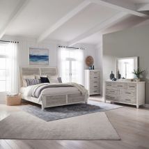 Liberty Furniture 142-BR-QSLDMC Liberty Furniture 142-BR-QSLDMC Backroads - 4 Piece Bedroom Set (Queen Sleigh Bed, Dresser & Mirror, Chest) - Weathered White
