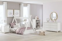Ashley Furniture EB1810/230/231/122/292(2) Ashley Furniture EB1810/230/231/122/292(2) Hallityn - 5 Pc. - Bookcase, Dresser, Full Tent Complete Bed, 2 Nightstands - White
