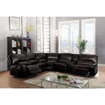 ACME 54150 Saul - Sectional Sofa - Black Leather-Aire