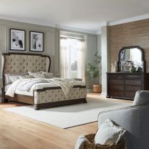 Liberty Furniture 765-BR-KSHDM Providence Park - 3 Piece Bedroom Set (King Shelter Bed, Dresser & Mirror) - Chateau Brown