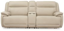 Ashley Furniture U13001S4 Ashley Furniture U13001S4 Double Deal - 2-Piece Power Reclining Loveseat Sectional With Console - Almond