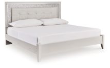 Signature Design by Ashley® B2114B3 Zyniden - Silver - King Upholstered Panel Bed