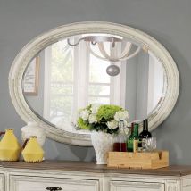 Furniture of America CM3150WH-MO Arcadia - Oval Mirror - Antique White