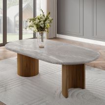 ACME DN03095 Darcy - Dining Table - Natural Marble Top & Dark Walnut Finish