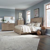Liberty Furniture 789-BR-KPBDMC Brentwood - 4 Piece Bedroom Set (King Panel Bed, Dresser & Mirror, Chest) - Sandstone