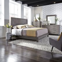 Liberty Furniture 406-BR-CPLDMC Modern Farmhouse - 4 Piece Bedroom Set (California King Platform Bed, Dresser & Mirror, Chest) - Gray