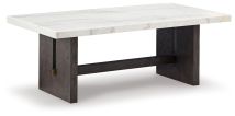Ashley Furniture T779-1 Burkhaus - Rectangular Cocktail Table - White / Dark Brown