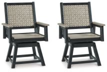 Signature Design by Ashley® P384-604A Mount Valley - Black / Driftwood - Swivel Chair (Set of 2)