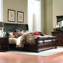 Liberty Furniture 575-BR-QSLDMCN Arbor Place - 5 Piece Bedroom Set (Queen Sleigh Bed, Dresser & Mirror, Chest, Nightstand) - Dark Brown