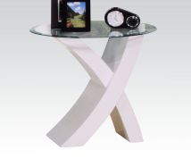 ACME 80862_KIT Pervis - End Table - White & Clear Glass